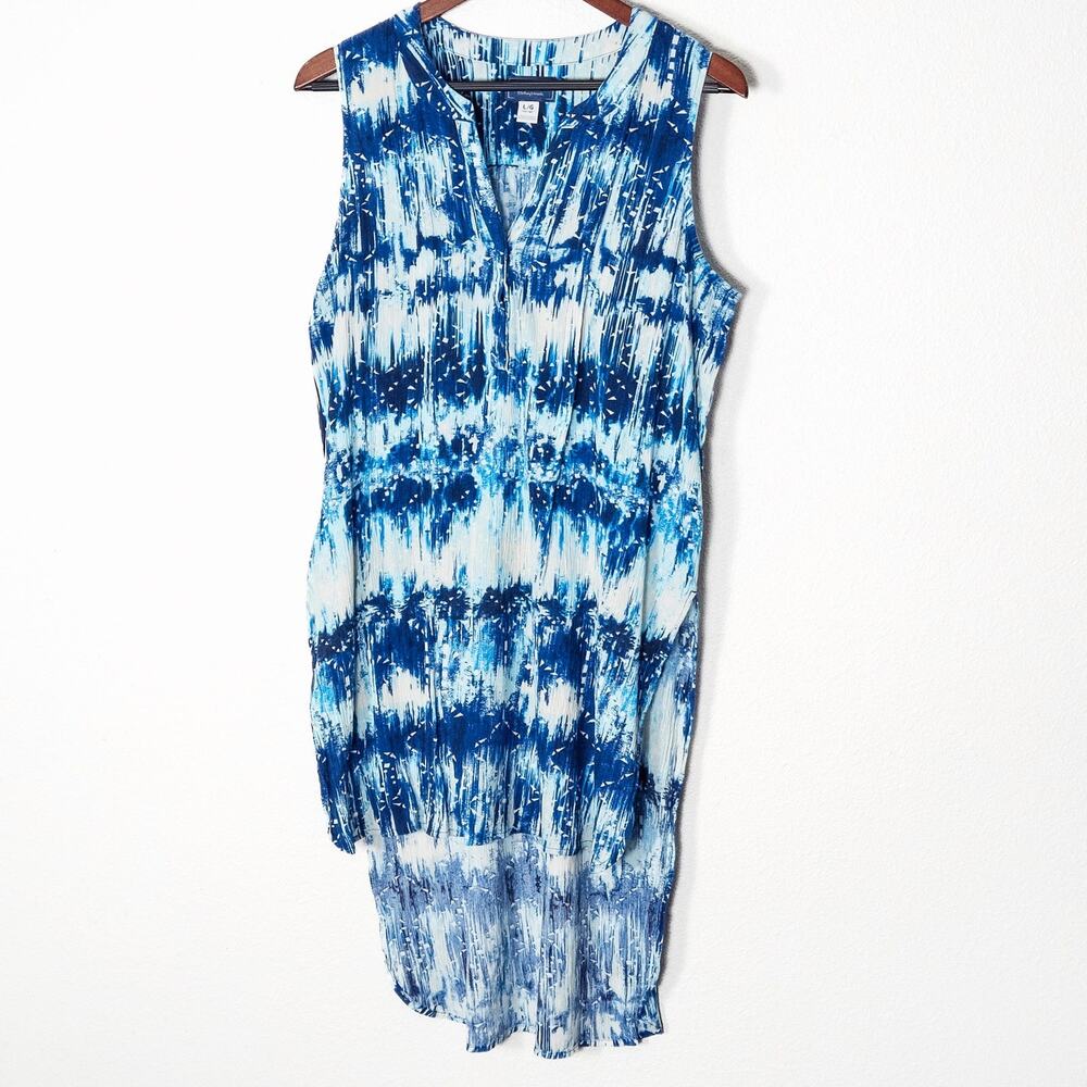 Whoa Wait Sleeveless Dress Blue Size Large Coastal Inspired Resortwear